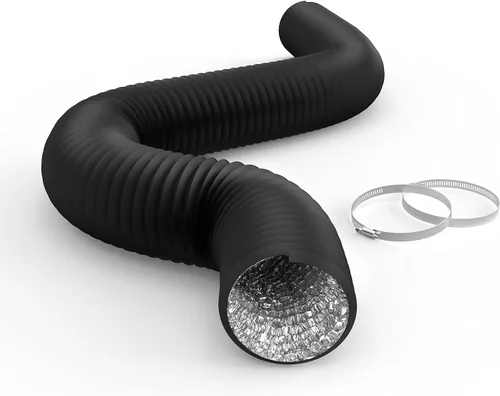 Miniatura 9 de YSSOA Manguera de ventilación para secadora, conducto flexible aislado de 4 pulgadas, 8 pies con 2 abrazaderas, protección resistente de cuatro