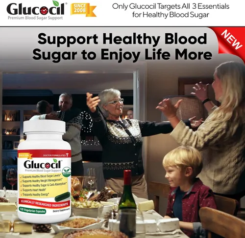Miniatura 7 de Glucocil – Nuevo – Cápsulas vegetarianas – Soporte premium para el azúcar en sangre – Apoya los 3 elementos esenciales para un azúcar en sangre
