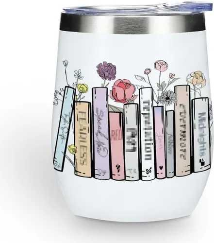 Vaso inspirado en decoración de libros, regalos para amantes de los libros, taza de café con tapa para mujeres, mamá, niñas, hermana, amistad,