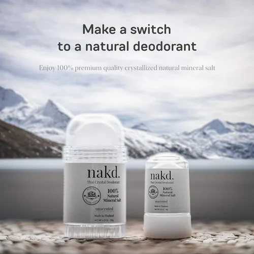 Miniatura 5 de nakd. Thai Crystal Deodorant Stone – 2 barras desodorantes de cristal de sal, 4.25 oz. Regular + 2.5 oz. Tamaño de viaje, totalmente natural, sin