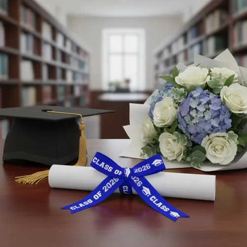 Miniatura 5 de Estivaux 4 rollos de cintas de graduación 2026 de 1 pulgada y 3/8 pulgadas de ancho, cinta de grogrén de clase de 2026, cintas de felicitaciones