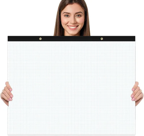 Bloc de notas de papel cuadriculado grande de ingeniería, 22 x 17 pulgadas, cuadrícula azul de 4 x 4 pulgadas, 50 hojas/100 páginas para ingeniero,