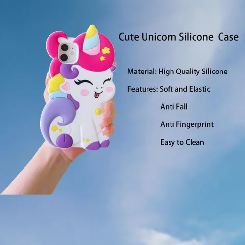 Miniatura 2 de Funda 3D linda de unicornio suave para iPhone 11 de 6.1 pulgadas, funda de silicona suave con diseño de unicornio de dibujos animados kawaii