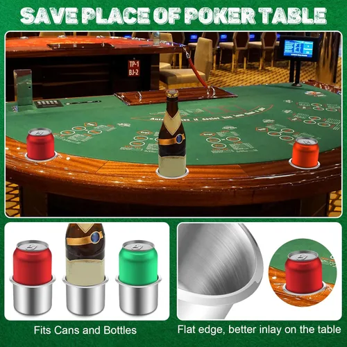 Miniatura 3 de Tessco for you 2 piezas de soporte de vaso de mesa de acero inoxidable para tazas de bebidas, accesorios de mesa de metal para mesa de casino