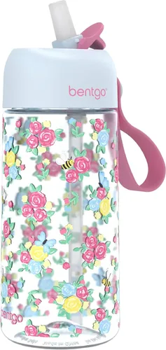 Bentgo Kids Water Bottle - Leak-Proof, Durable Tritan PFAS- & BPA-Free 15 fl oz, Kids/Toddlers Ages 3+ for School & Sports; Bite & Sip Spout,