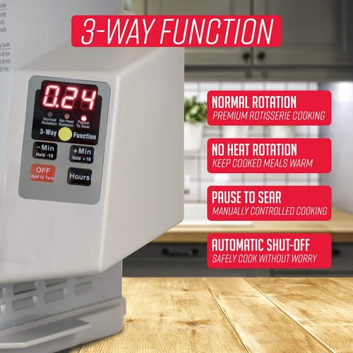 Miniatura 5 de Ronco ST5000PLAT Asador Rotatorio Digital Showtime, Edición Platino, Cocina los Alimentos Perfectamente Cada Vez, 3 Modos de Cocción: Asar, Sellar