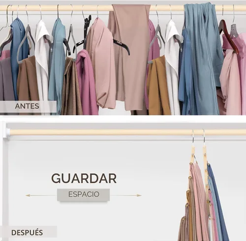 Miniatura 3 de MORALVE - Colgadores para pantalones que ahorran espacio - Colgadores europeos de madera de haya para bufandas y jeans - Organizador de clóset
