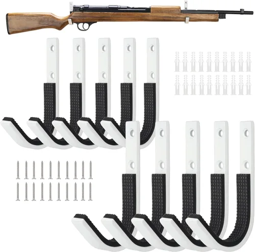 Miniatura 15 de Perchero de almacenamiento para rifles de montaje en pared, ganchos de escopeta horizontales de metal para almacenar escopetas, rifles, arco de tiro