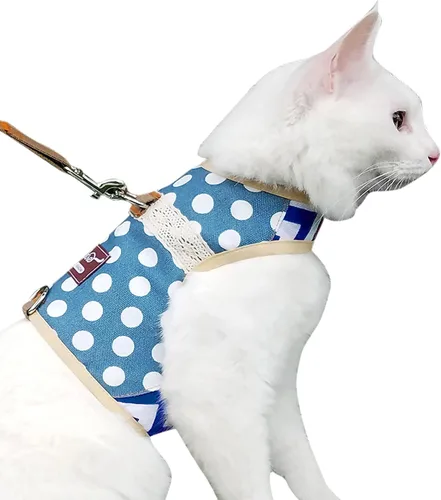 Miniatura 16 de Arnés de gato con correa, ajustable para gatos, chaleco acolchado para gatos, Black Plaid