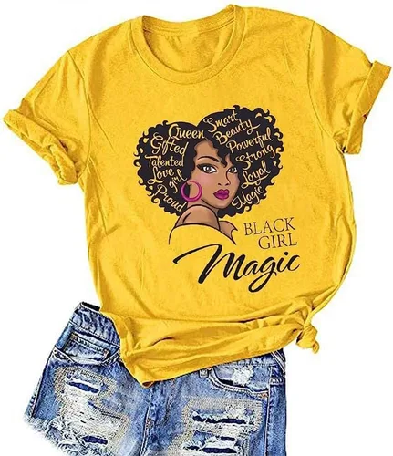 Black History Graphic tees Plus Size Women Tops Magic Fashion Afro American Natural Hair Vintage Melanin Camisetas