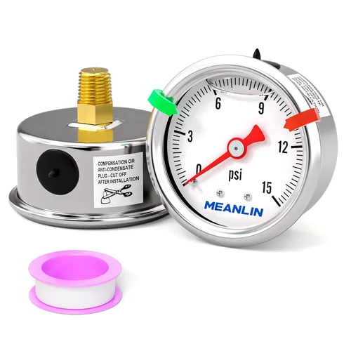Miniatura 19 de MEANLIN MEASURE - Manómetro de presión de 0~60 psi, relleno de glicerina, esfera con cara de 1.5 pulgadas, NPT de 1/8 de pulgada, manómetro de acero