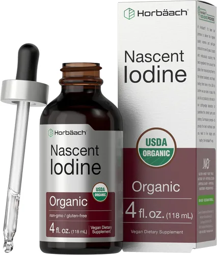 Horbäach Yodo Nascent | 325mcg | 4oz | Suplemento líquido orgánico | Vitamina vegana, sin OMG y sin gluten