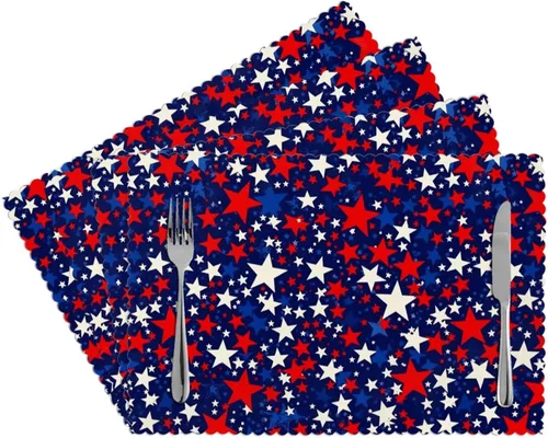 Miniatura 6 de American Patriotic Freedom Stars - Juego de 4 manteles individuales, antideslizantes, resistentes al calor, lavables, para cocina, comedor
