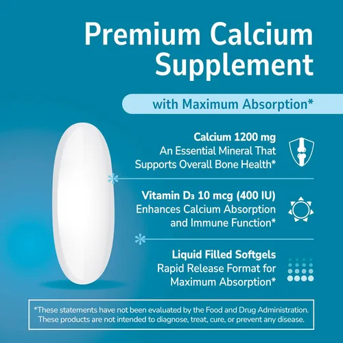 Miniatura 3 de 21st Century Calcium Plus D3 - Gel blando relleno de líquido, 1200 mg, 90