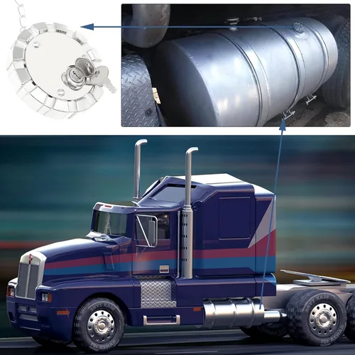 Miniatura 6 de Tapa de combustible de bloqueo (1 unidad), Compatible con Kenworth Peterbilt Freightliner Western Star, rosca de 3 1/2 pulgadas, ventilada de 5.5