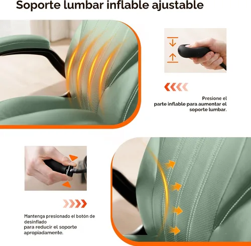 Miniatura 3 de Silla de Escritorio de Oficina, Silla Ergonómica para Computadora con Brazos Abatibles Acolchados y Soporte Lumbar Ajustable, Silla Ejecutiva