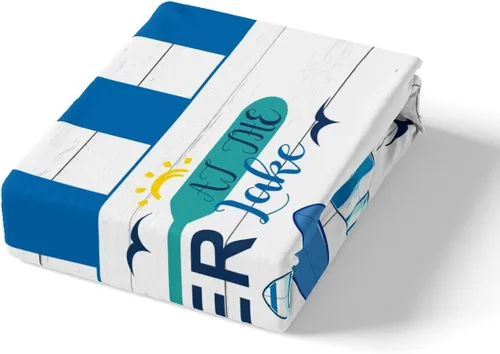 Miniatura 4 de Erosebridal Funda de edredón náutica para niños y niñas, juego de ropa de cama azul y blanco oceánico, funda de edredón de tabla de surf Hawaii