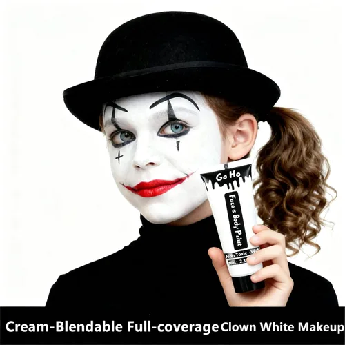 Miniatura 3 de Go Ho Pintura corporal profesional de payaso blanca lavable (2.37 oz/pieza), pintura corporal blanca crema a base de agua, disfraces de Halloween