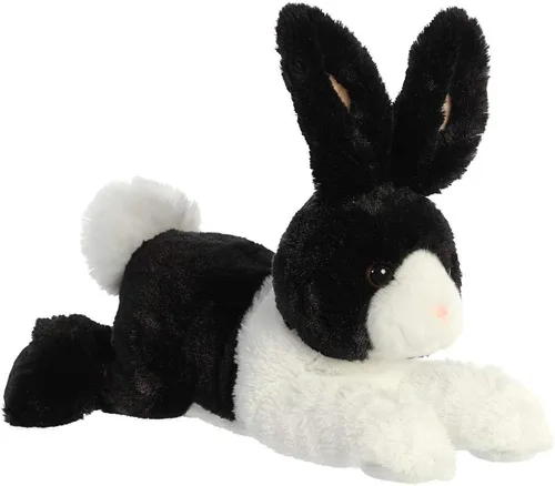 Aurora® Adorable Flopsie™ - Animal de peluche con diseño de conejo holandés, facilidad para jugar, compañeros eternos, color negro, 12 pulgadas