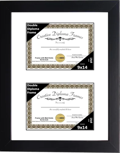 Miniatura 20 de Creative Picture Frames Marco de diploma doble clásico negro de 6 x 8 pulgadas con vidrio negro y colgador de pared instalado