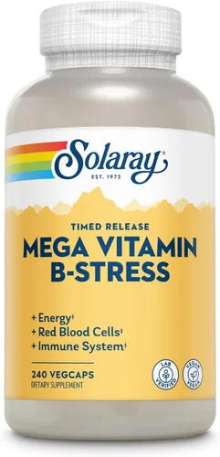 Miniatura 9 de SOLARAY Mega Vitamina B-Estrés, Complejo vitamínico B de liberación programada con 1000 mg de vitamina C para el estrés, la energía y el apoyo a