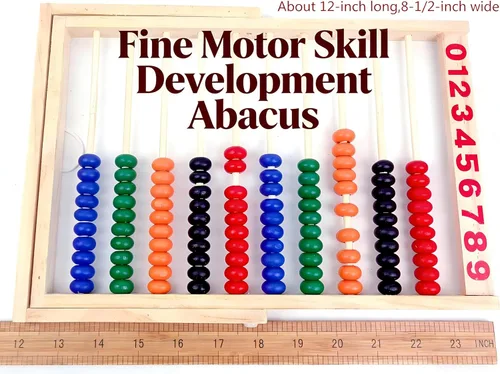Miniatura 9 de MAGIKON Marco de números de madera para contar, ábaco de 10 filas para niños que aprenden matemáticas (11-1/2 pulgadas)