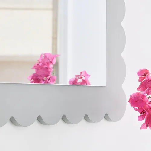 Miniatura 5 de Modway Emmeline Espejo de pared rectangular festoneado en gris claro