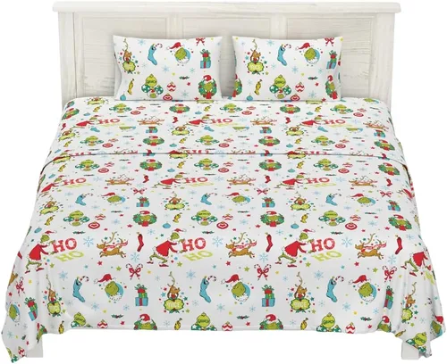 Miniatura 26 de Elfo en la estantería de vacaciones y Navidad - Juego de sábanas súper suaves 100% algodón franela, tamaño matrimonial
