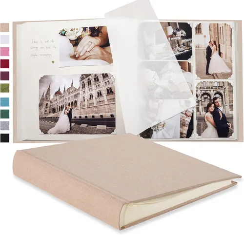 Pssoss Álbum de fotos grande para manualidades autoadhesivo de 100 páginas con espacio para escribir para fotos de 3 x 5, 4 x 6, 5 x 7, 6 x 8 y 8 x