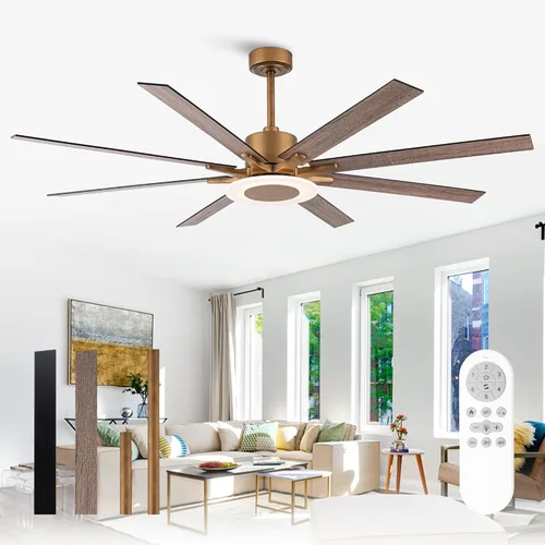 Miniatura 22 de Ventiladores de techo dorados de 60 pulgadas con luces y control remoto, modernos ventiladores de techo grandes para exteriores, para patios, motor