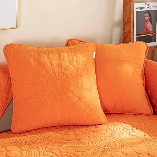 Miniatura 20 de vctops Funda de Sofá con Bordado de Círculo Bohemio de Color Sólido de Algodón Acolchado Antideslizante Fundas de Sofá Seccional Funda de Sofá