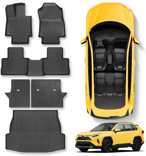 Alfombrillas de Piso para Toyota RAV4 (Incluye Híbrido) 2025 2024-2019 6 Piezas Alfombrillas RAV4 Todo Clima Juego Completo para Accesorios Toyota