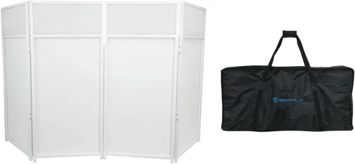 Miniatura 10 de Rockville ROCKBOOTH Cabina de fachada para evento DJ con mesa de 39.5" x 20", mesa desmontable, pantallas negras/blancas, bolsa de viaje, para DJs
