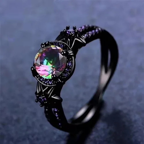 Miniatura 3 de Anillo de moda con diamantes morados exquisito anillo de circonita de color negro joyería exquisita regalo de Halloween Navidad cumpleaños