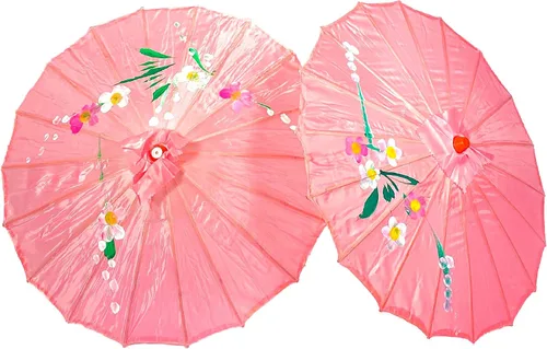 Miniatura 30 de TJ Global Paquete de 2 paraguas chinos japoneses para niños, 22 pulgadas, para bodas, fotografías, disfraces, cosplay, decoración y otros eventos, 2
