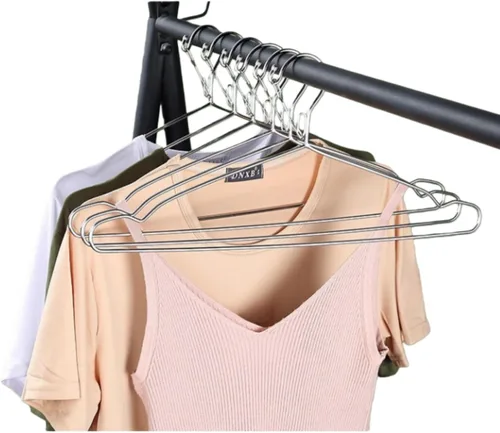 Miniatura 8 de Percha de alambre de 16.5 pulgadas con cerradura de 0.157 pulgadas, paquete de 10 perchas de acero inoxidable, delgadas, resistentes, resistentes al