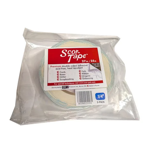 Cinta adhesiva Scor-Tape de doble cara de 1/4 pulgadas, 27 yardas x 5 rollos, sin ácidos, ultrafina, perfecta para hacer tarjetas, álbumes de