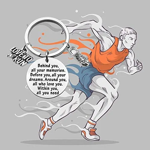 Miniatura 4 de FEELMEM Marathon Runner Gifts Llavero para correr a través de la pista de campo, joyería de maratón para correr, regalo de pista de regalo