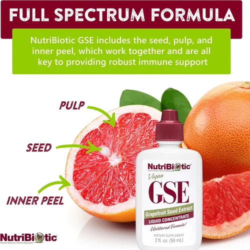 Miniatura 4 de NutriBiotic GSE, líquido de 2 onzas El extracto original de semilla de pomelo concentrado premium con bioflavonoides Potente apoyo inmunológico