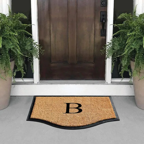 Miniatura 4 de A1HC - Tapete de goma natural y fibra de coco de 24 x 38 pulgadas, con monograma para puerta delantera, tratamiento antidesprendimientos, duradero