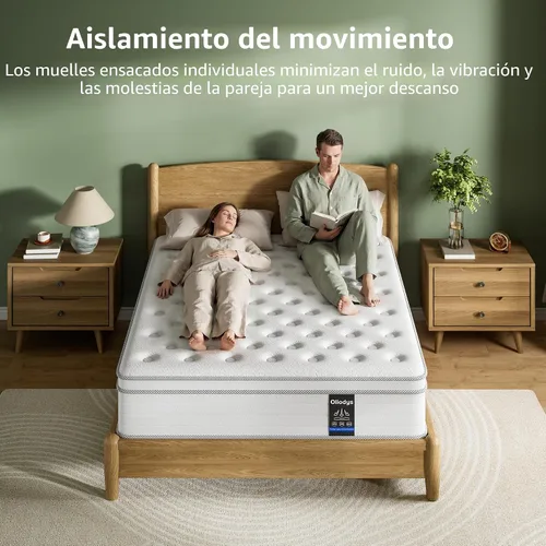Miniatura 7 de Colchón individual Oliodys de 10 pulgadas, colchón híbrido con espuma viscoelástica y muelles de bolsillo individuales, sin fibra de vidrio, suave