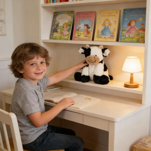 Miniatura 7 de Hopearl Adorable Vaca de Peluche, Juguetes de Vaca Flexible Suave, Animales de Peluche, Regalos de Cumpleaños Lindos para Niños, Niñas, Niños