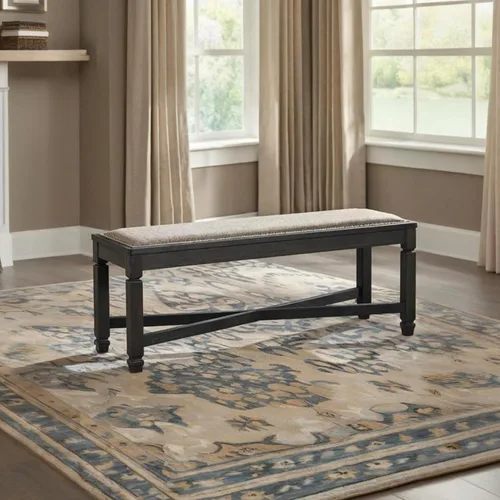 Miniatura 2 de Signature Design by Ashley Tyler Creek Farmhouse - Banco de comedor tapizado con patas cónicas, tela tejida pesada, madera, asiento de 19.5 pulgadas