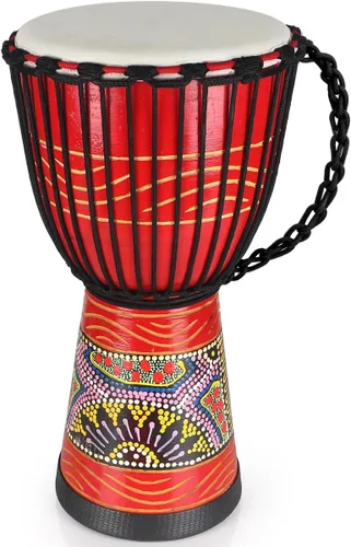 Miniatura 12 de Tambor africano de Djembe, estándar 8 '' tambores cosidos tela azul del Congo, tambor profesional del bongo con la cabeza del tambor de la piel