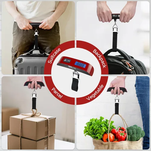 Miniatura 9 de Dr.meter - Báscula de equipaje con retroiluminación LCD PS02 de 110 libras110.2 lbs, equilibrio electrónico, accesorios de viaje postales digitales