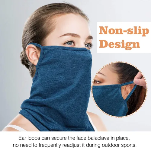 Miniatura 4 de Pañuelo bandana con cintas elásticas para las orejas, paquete de 3, pasamontañas con bolsillo para filtro, protección solar UV, máscara facial
