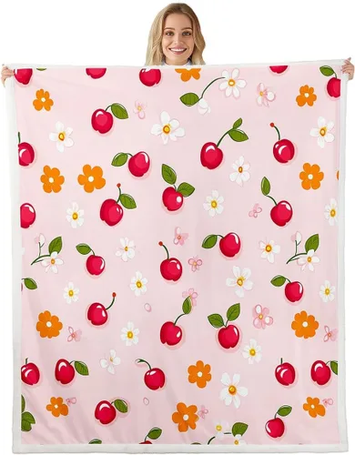 Miniatura 17 de Manfei Blue Flower Throw Blanket Watercolor Floral Print Fleece Blanket Botanical Wildflower Cozy Throws for Bed Couch Sofa,Kids Boys Girls Room