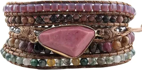 Miniatura 107 de ZOSOJONA - Pulseras bohemias hechas a mano de piedra natural, que dan vuelta, con cuentas de cristal de turquesa