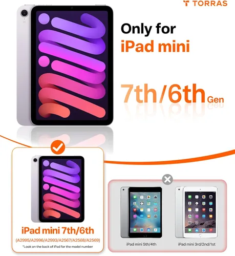 Miniatura 2 de TORRAS Funda para iPad Mini 7 A17 Pro, Funda para iPad Mini 6 con Soporte para Lápiz, Soporte Ultra Estable, Múltiples Ángulos de Visualización