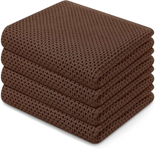 Miniatura 307 de Homaxy Paños de cocina de 100% algodón con tejido de gofre, ultra suaves, absorbentes, de secado rápido, 12 x 12 pulgadas, paquete de 6, amarillo